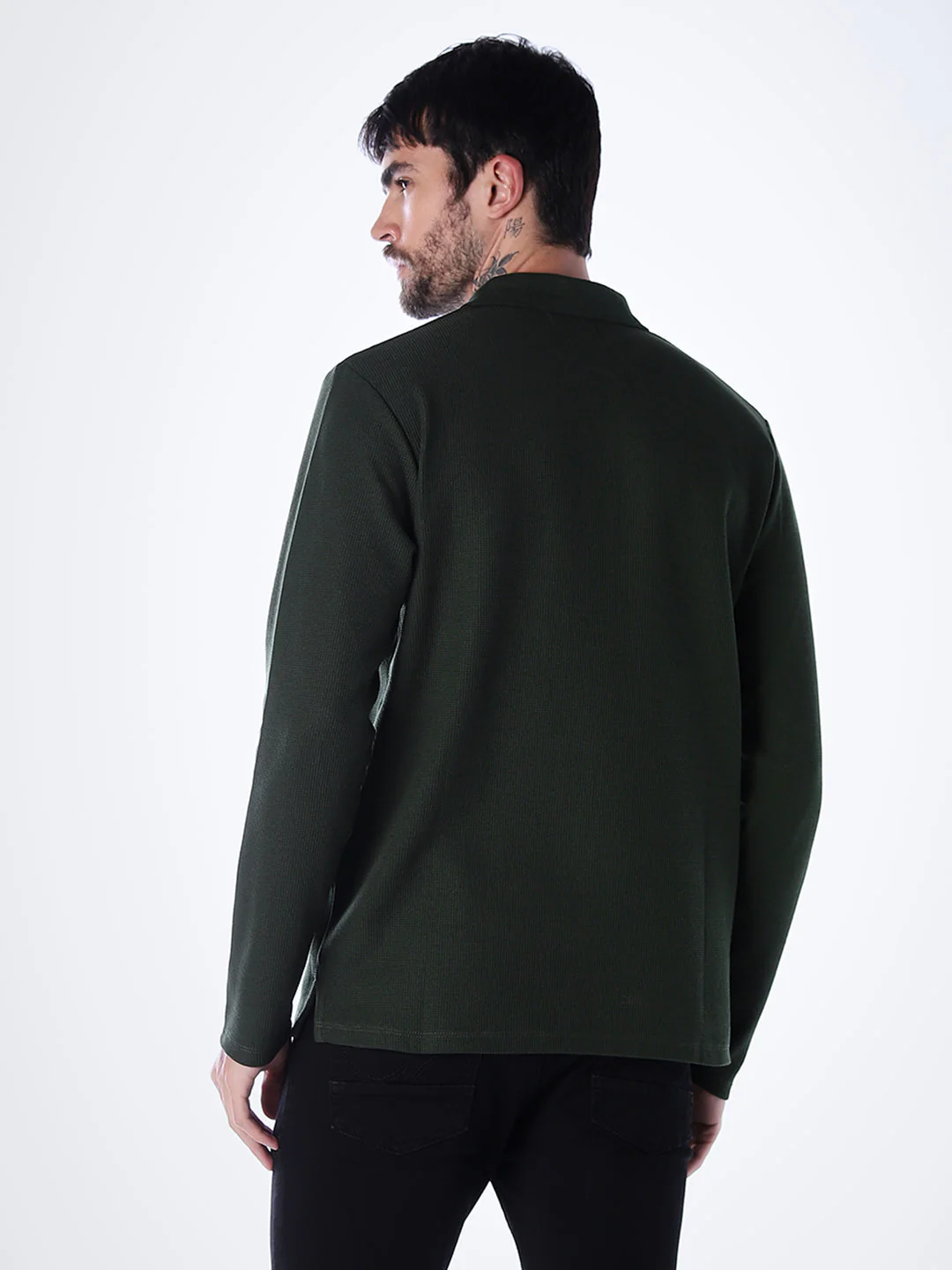 Regular Fit Full Sleeves Polo - Green - Image 4