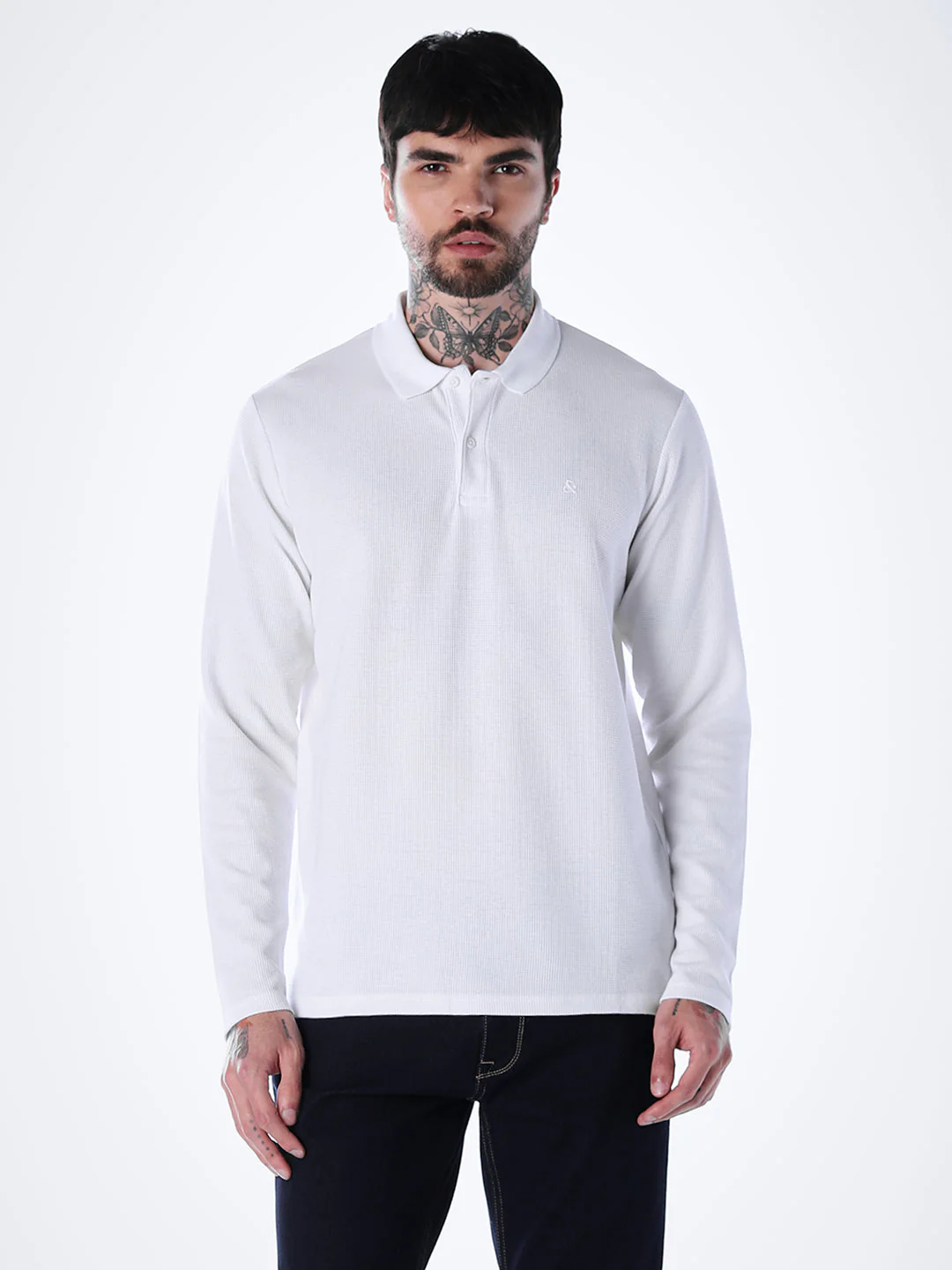 Regular Fit Full Sleeves Polo - White - Image 2