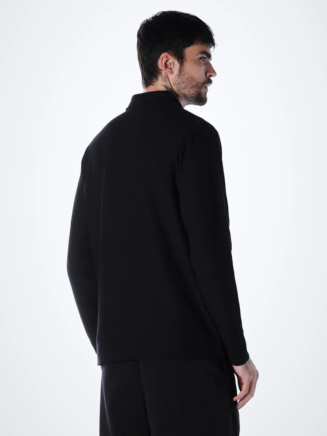 Regular Fit Full Sleeves Polo - Black - Image 4