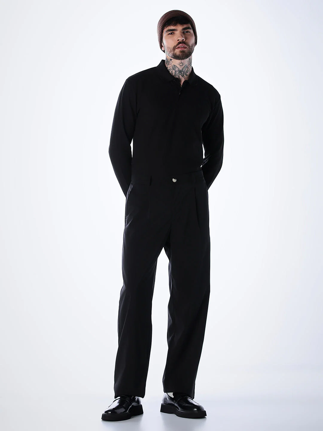 Regular Fit Full Sleeves Polo - Black - Image 6