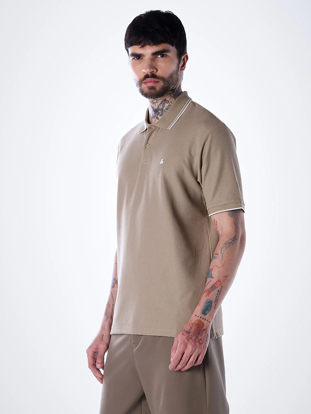 Contrast Tipping Polo - Brown - Image 3