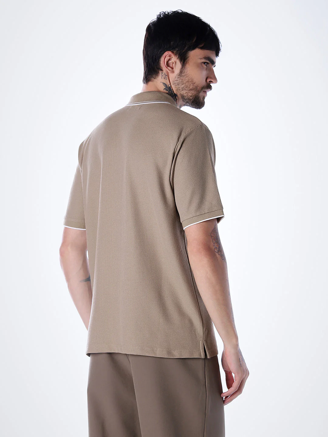 Contrast Tipping Polo - Brown - Image 4