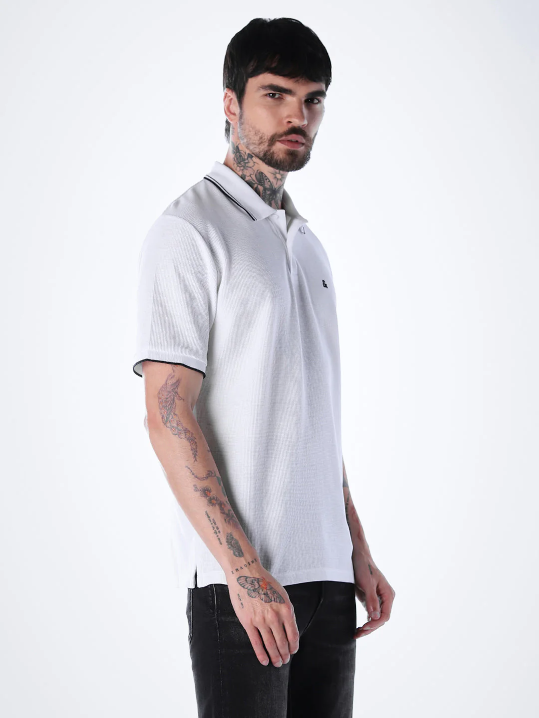Contrast Tipping Polo - White - Image 3