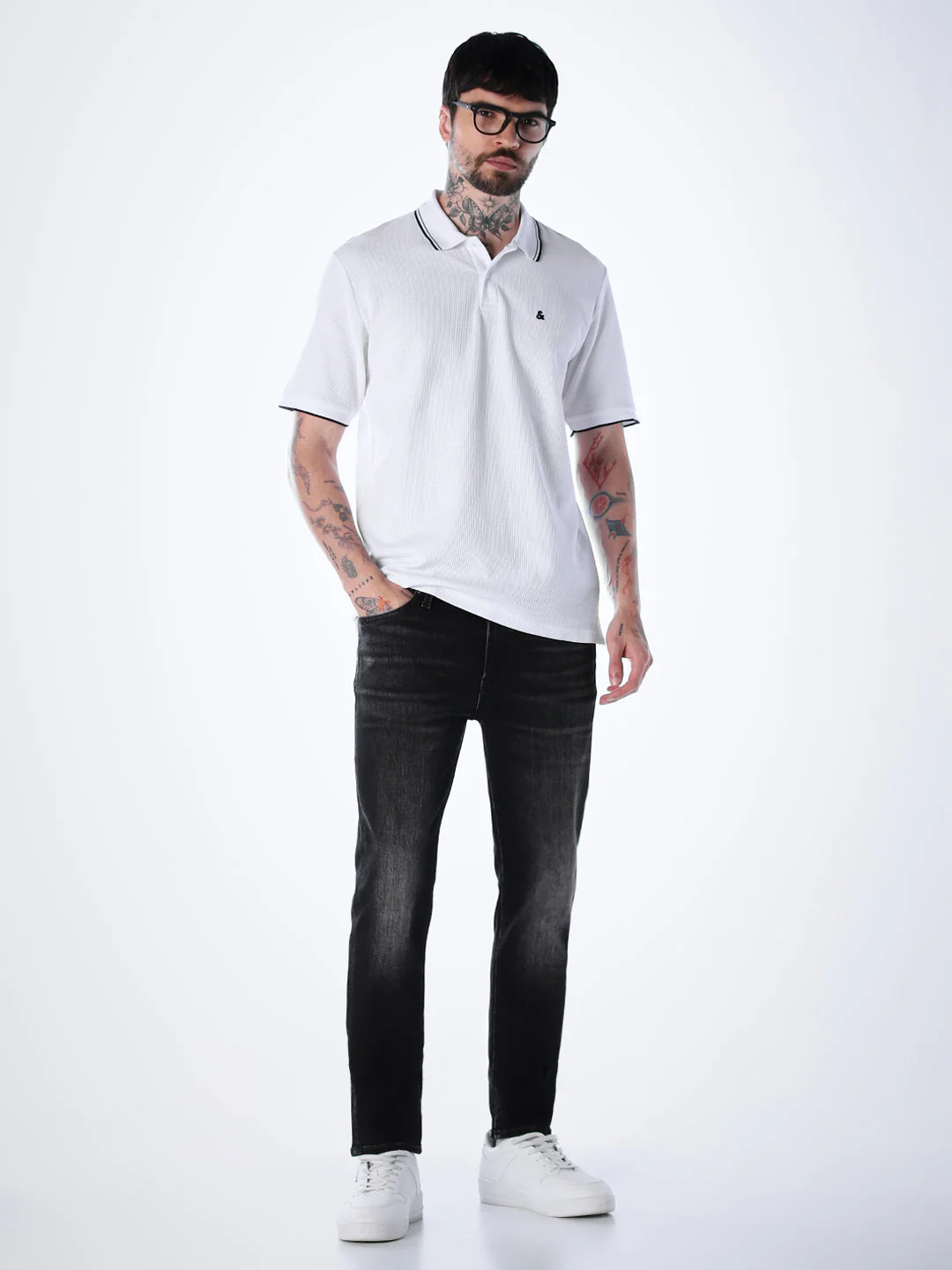 Contrast Tipping Polo - White - Image 6