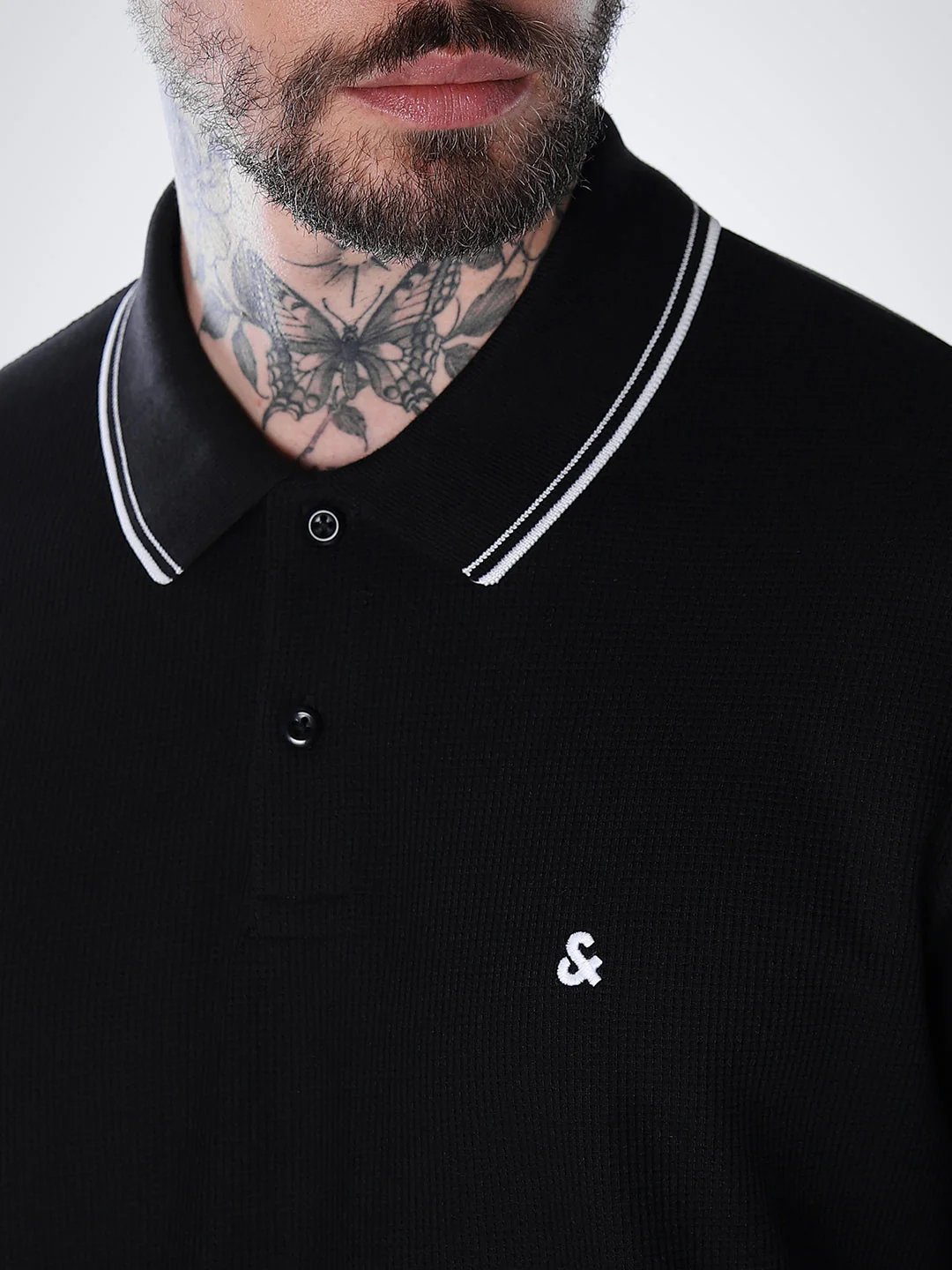 Contrast Tipping Polo - Black - Image 5