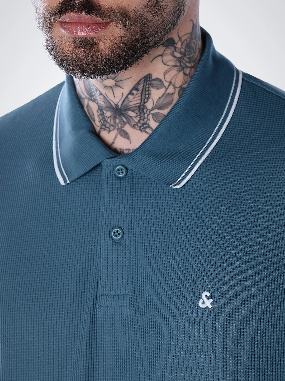 Contrast Tipping Polo - Blue - Image 5