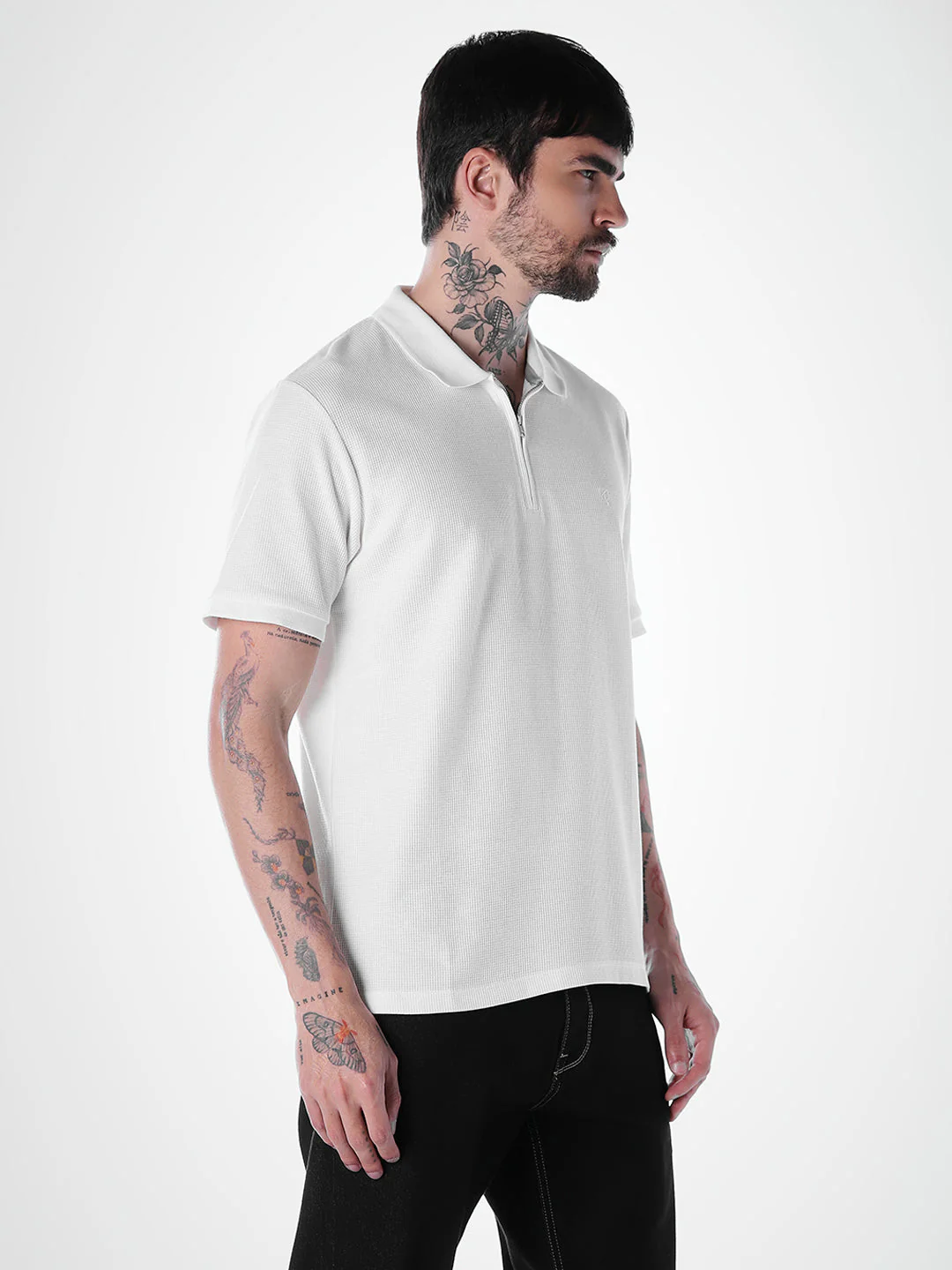 Half Zip Regular Fit Polo - White - Image 3