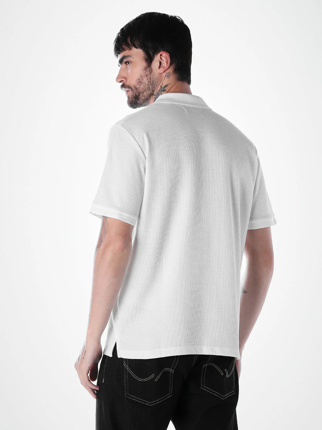 Half Zip Regular Fit Polo - White - Image 4
