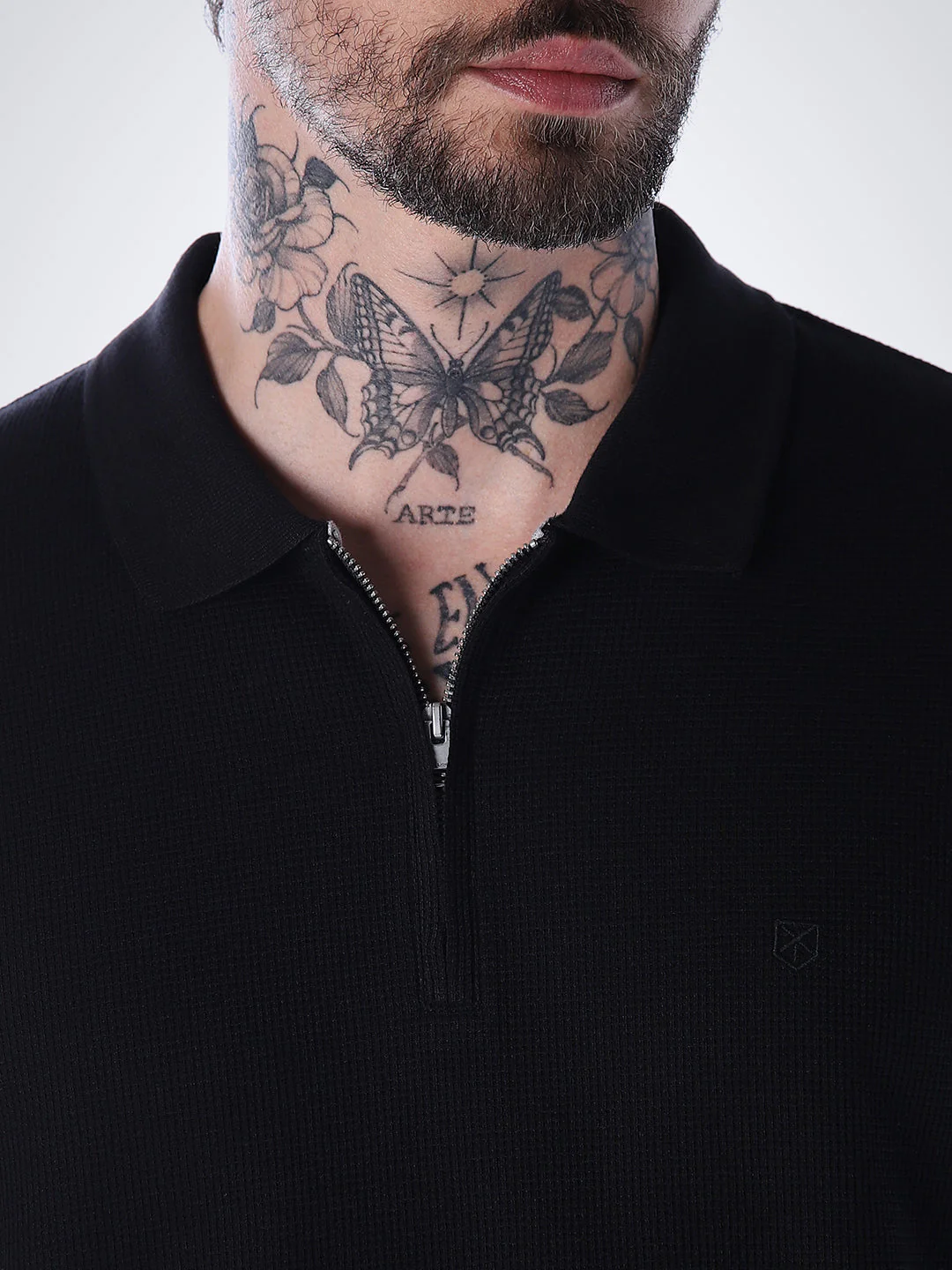 Half Zip Regular Fit Polo - Black - Image 5