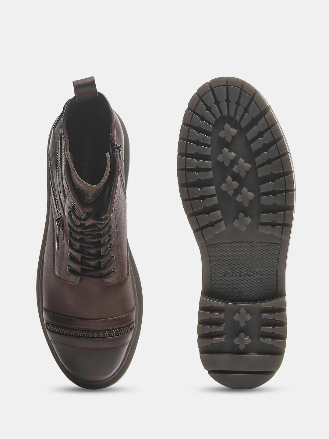 Dark Brown Zipper Leather Boots - Image 5