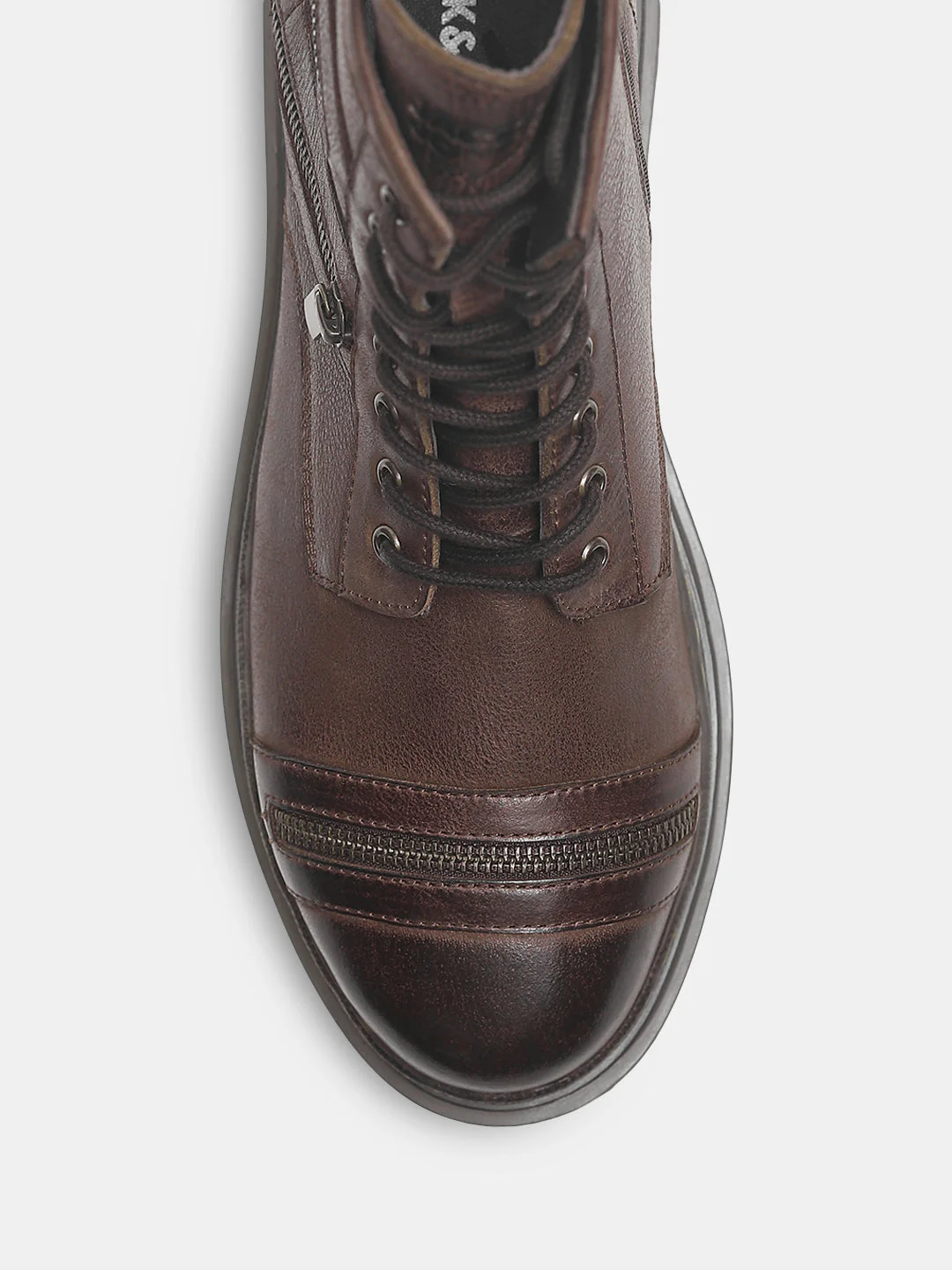 Dark Brown Zipper Leather Boots - Image 7