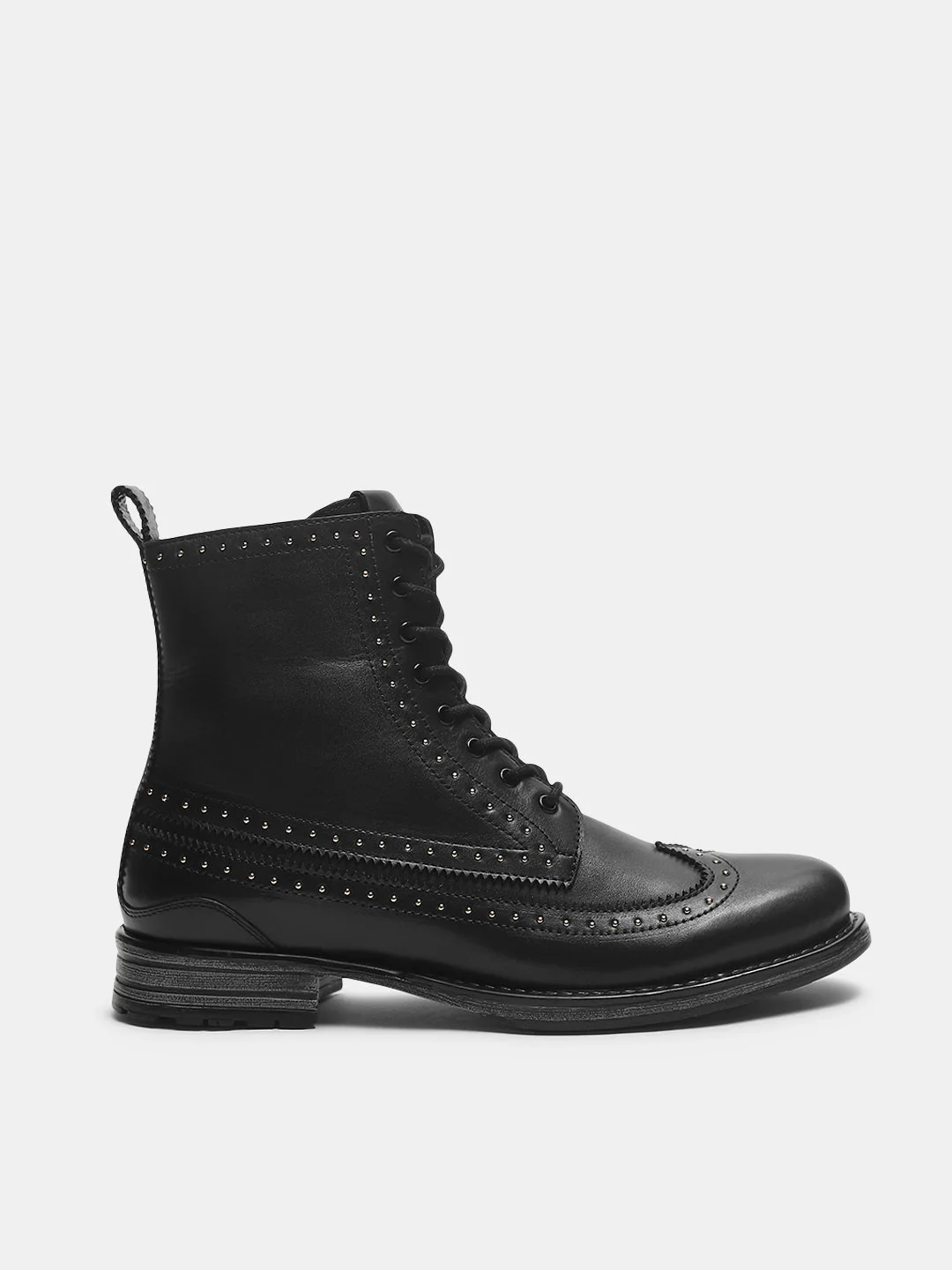 Black Micro Stud Leather Boots - Image 2