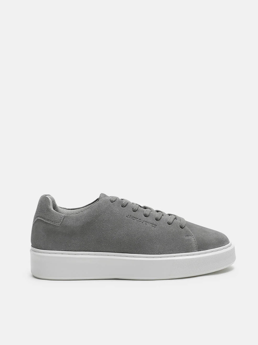 Grey Leather Lace-Up Sneakers - Image 2