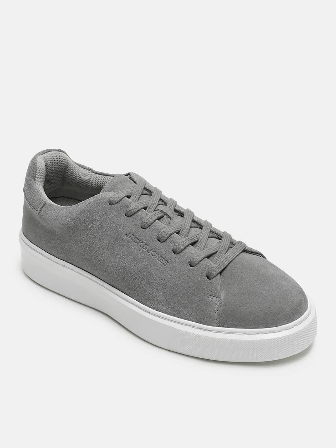 Grey Leather Lace-Up Sneakers - Image 4