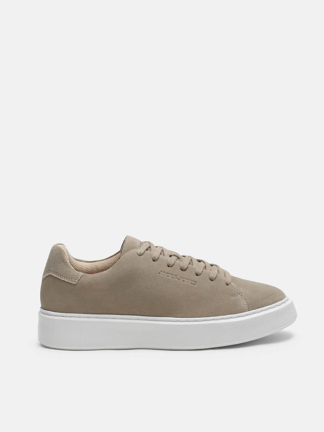 Beige Leather Lace-Up Sneakers - Image 2