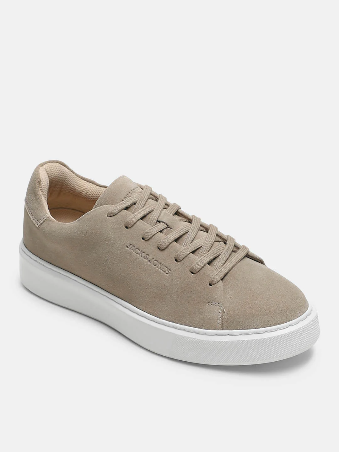 Beige Leather Lace-Up Sneakers - Image 4