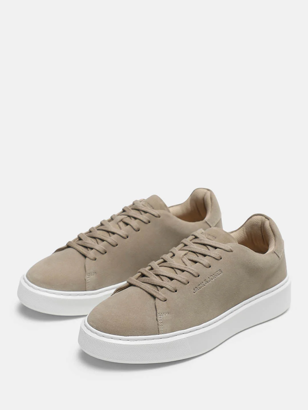 Beige Leather Lace-Up Sneakers - Image 6