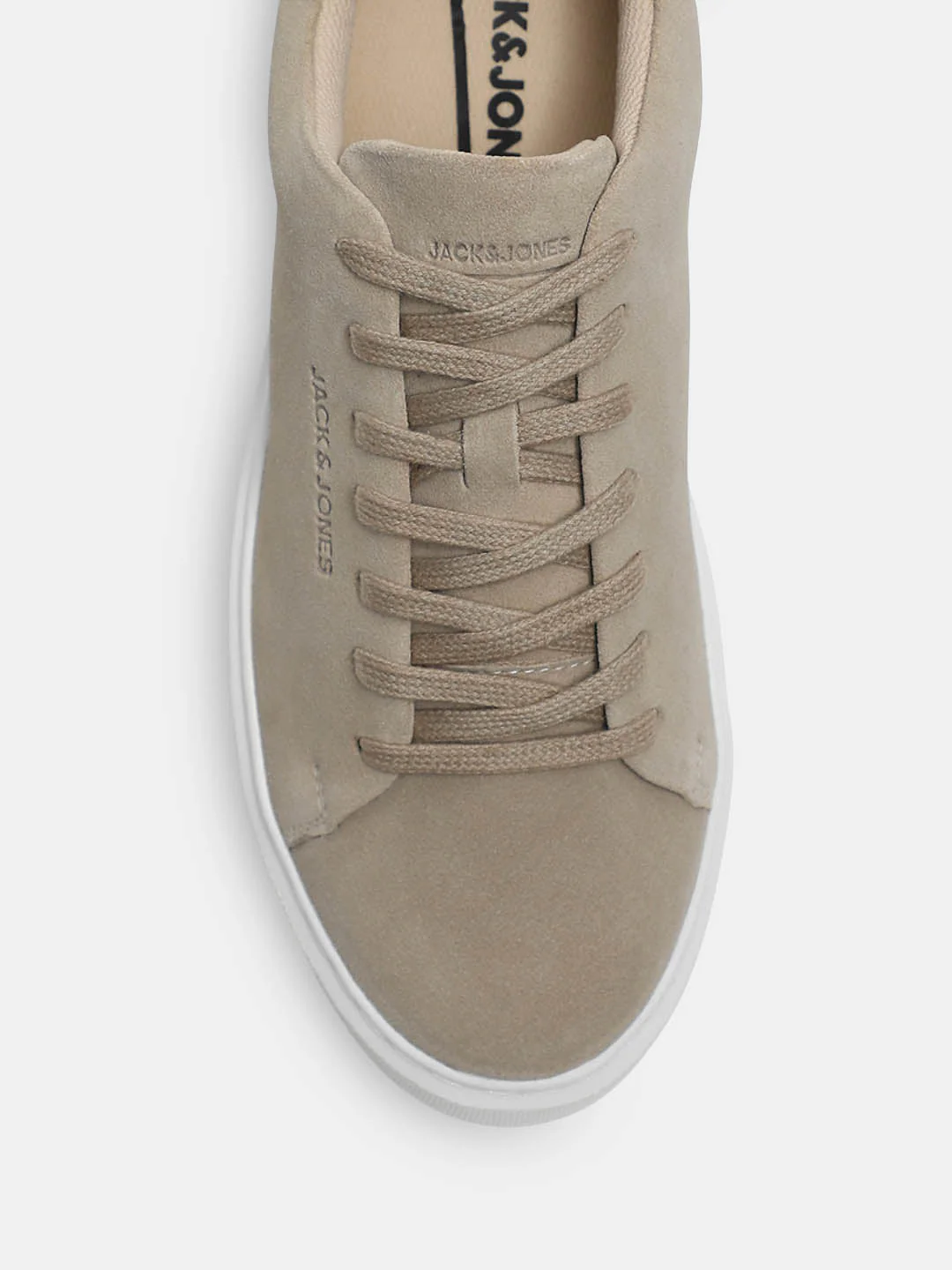 Beige Leather Lace-Up Sneakers - Image 7