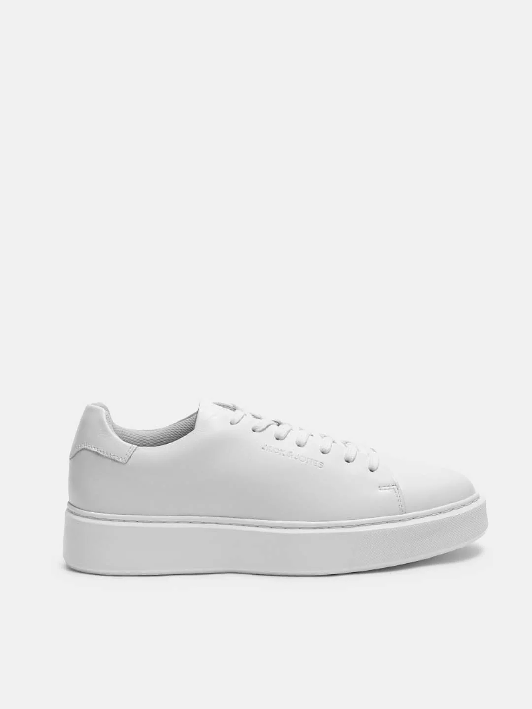 White Leather Lace-Up Sneakers - Image 2