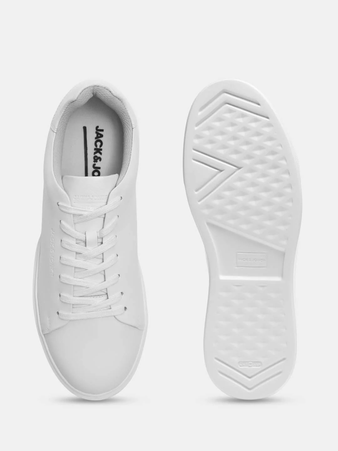 White Leather Lace-Up Sneakers - Image 5