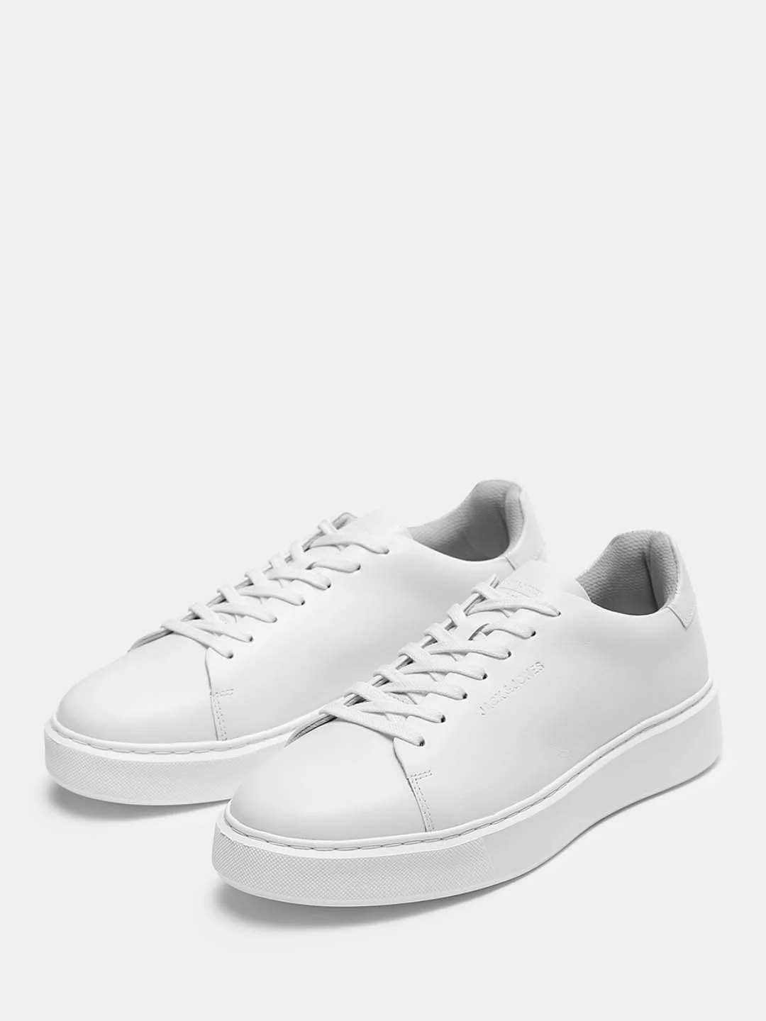White Leather Lace-Up Sneakers - Image 6