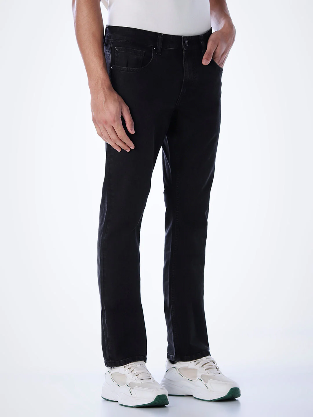 5 Pocket Low Rise Clark Regular Fit Jeans - Black - Image 2