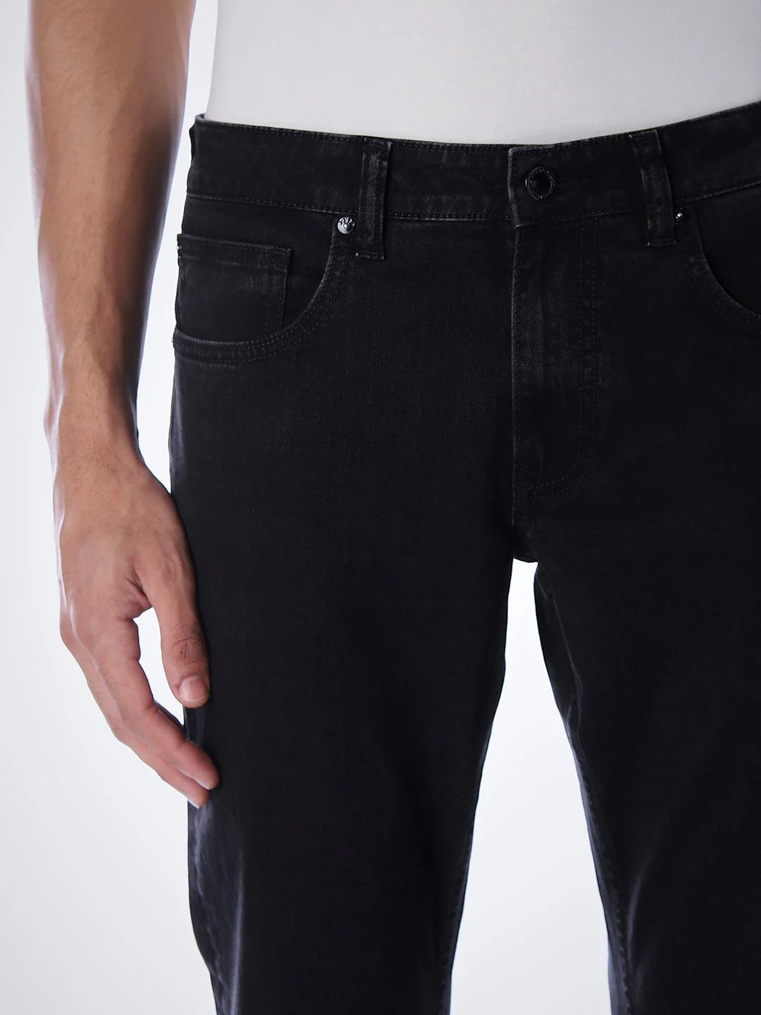 5 Pocket Low Rise Clark Regular Fit Jeans - Black - Image 5
