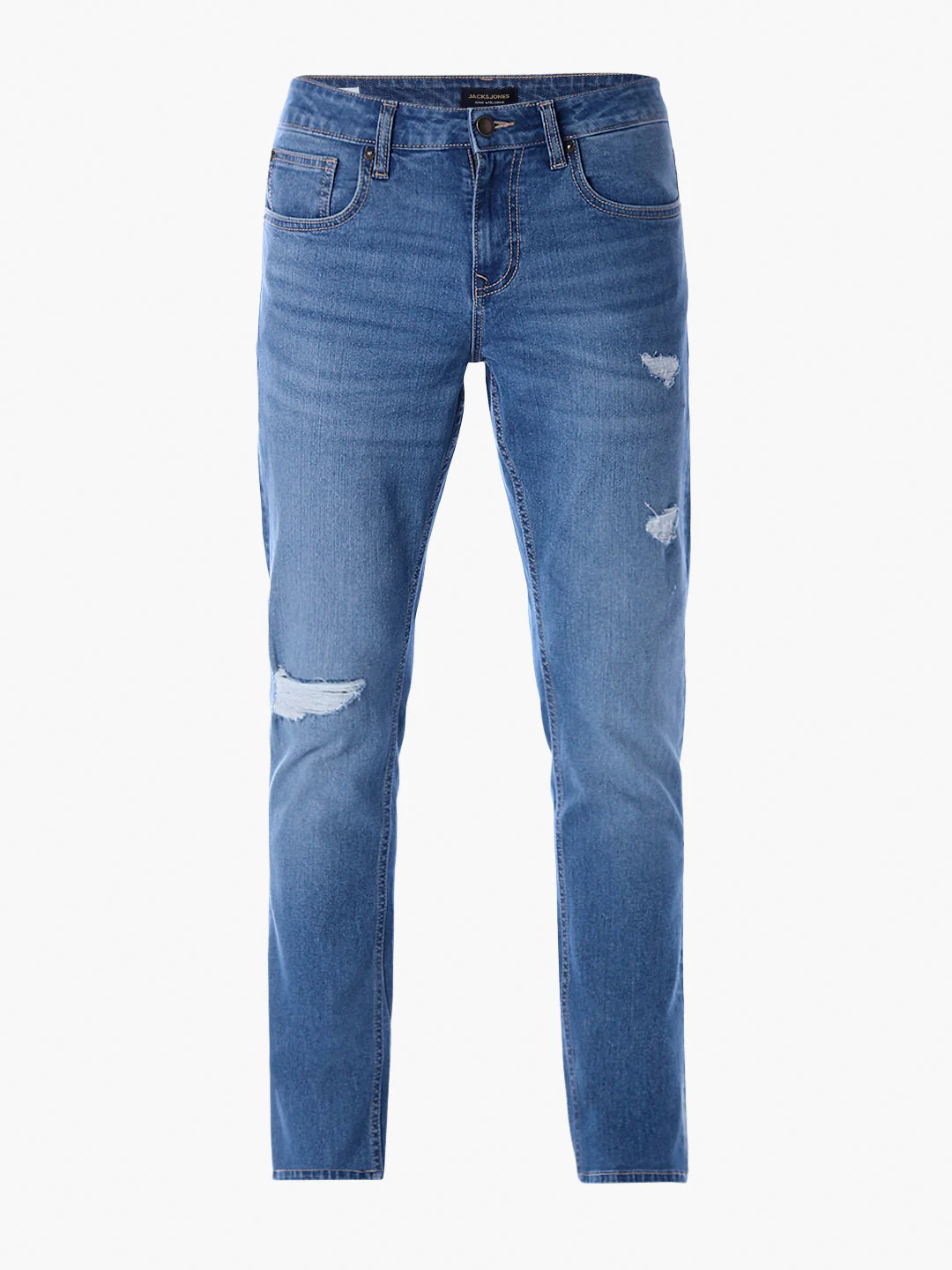5 Pocket Distressed Glenn Slim Fit Jeans - Light Blue - Image 7