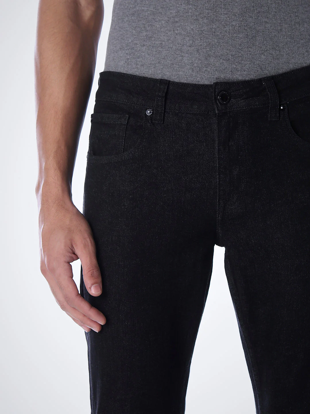 5 Pocket Distressed Glenn Slim Fit Jeans - Black - Image 5