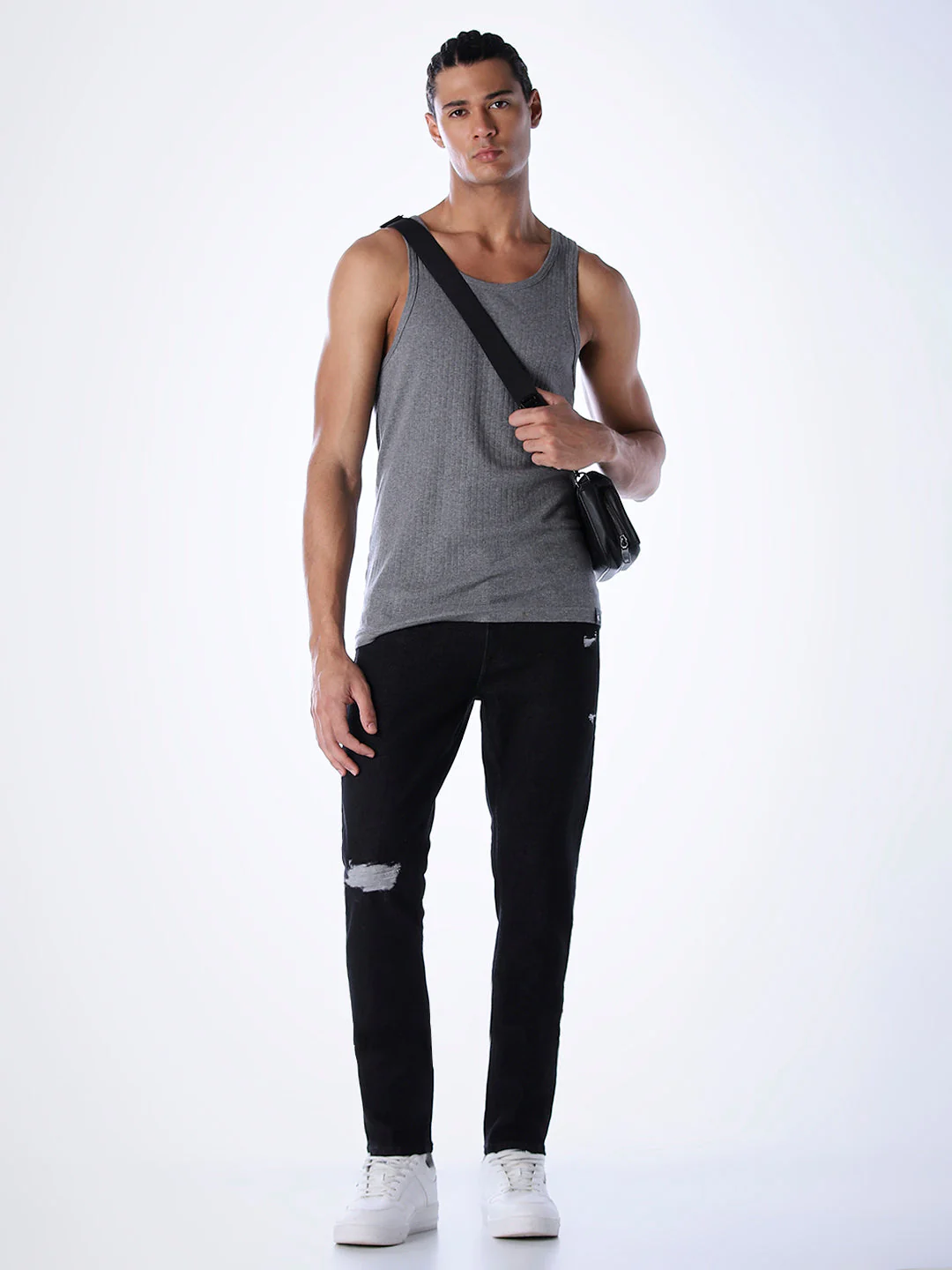 5 Pocket Distressed Glenn Slim Fit Jeans - Black - Image 6