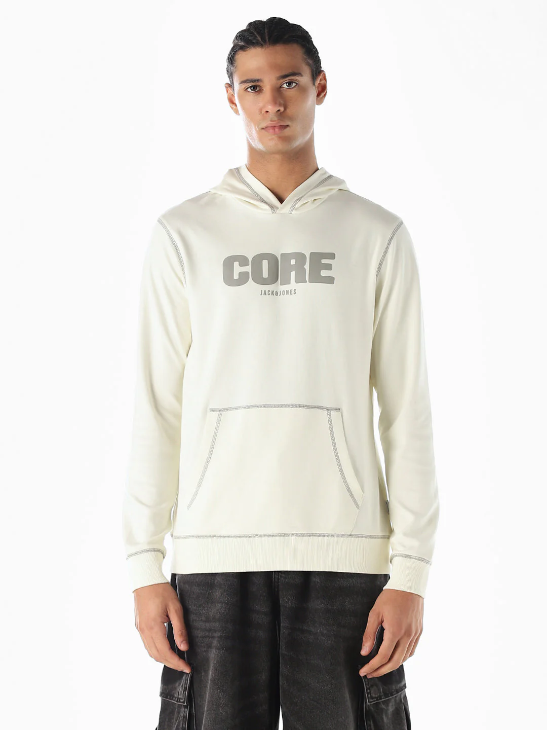 Contrast Stitch Hooded Sweatshirt - Image 2