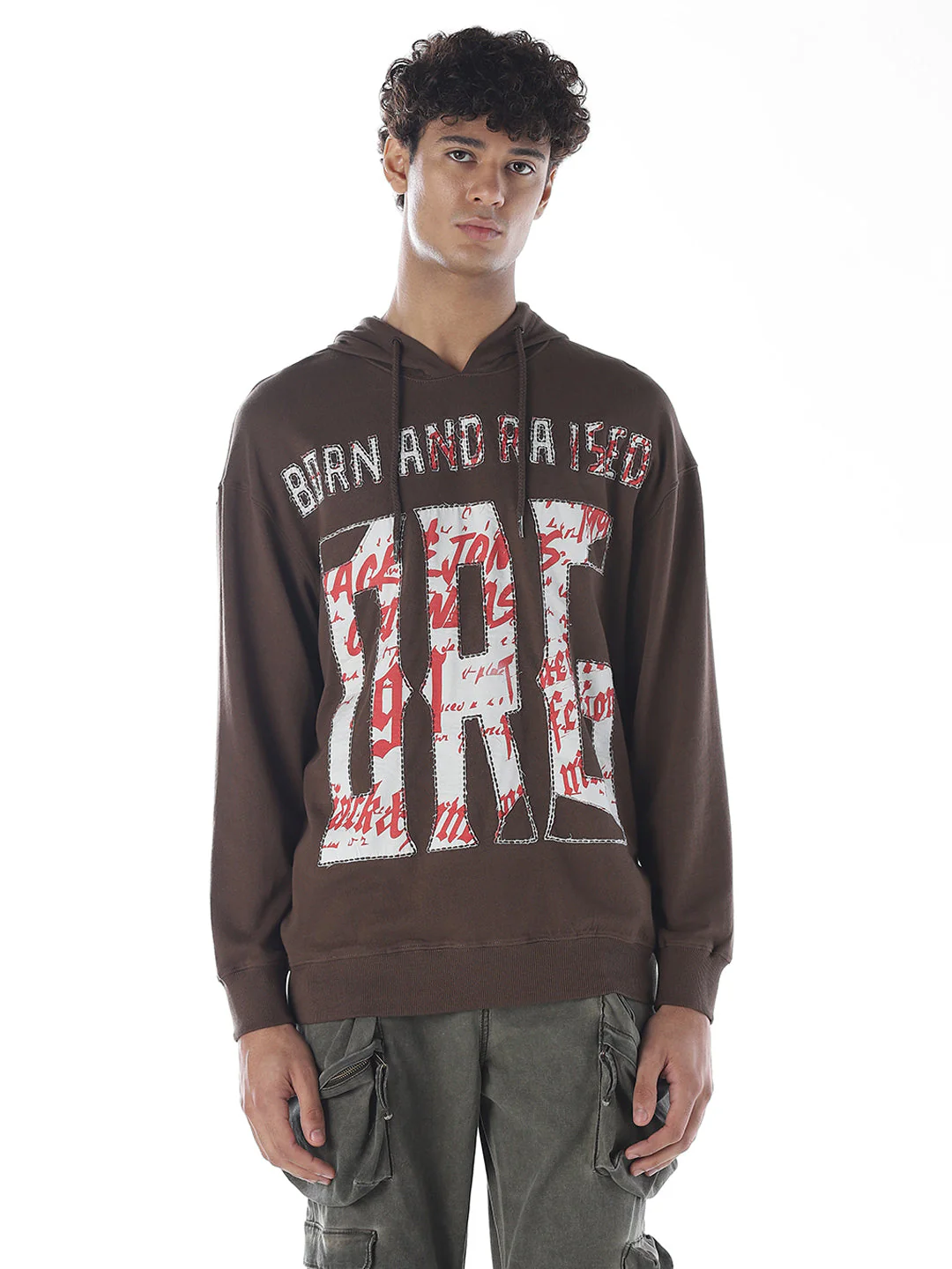 Applique Patchwork Hooded Sweatshirt - Image 2