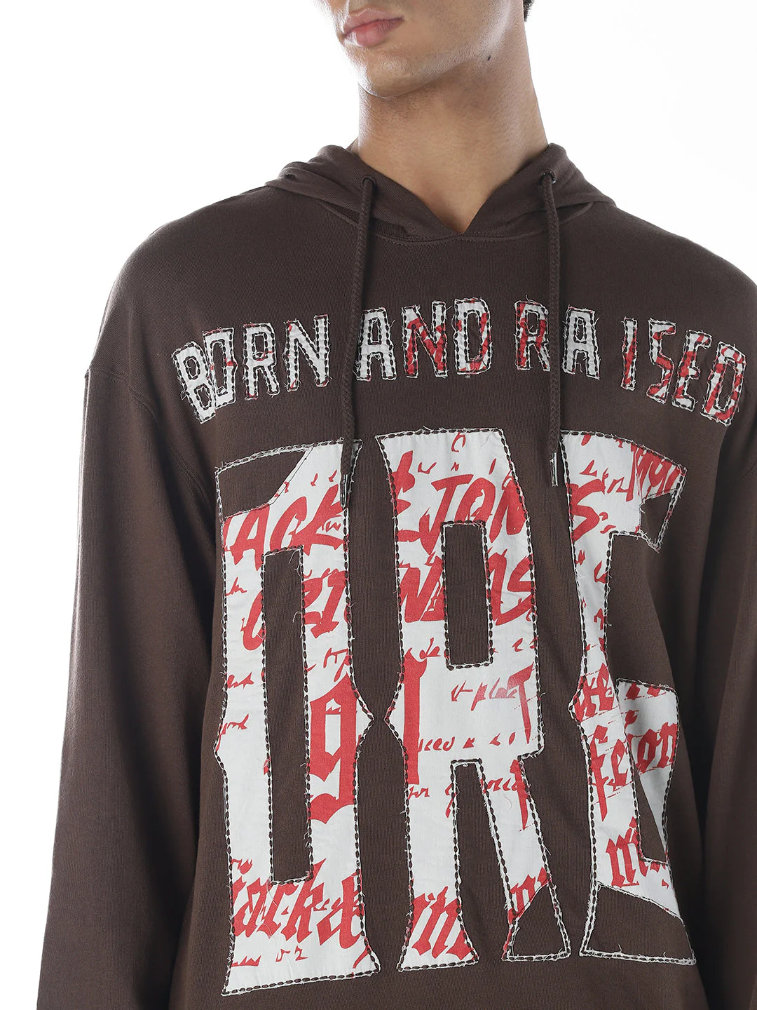 Applique Patchwork Hooded Sweatshirt - Image 5
