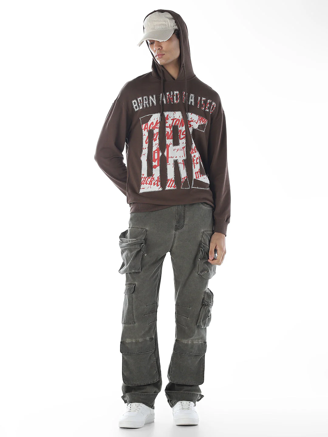Applique Patchwork Hooded Sweatshirt - Image 6