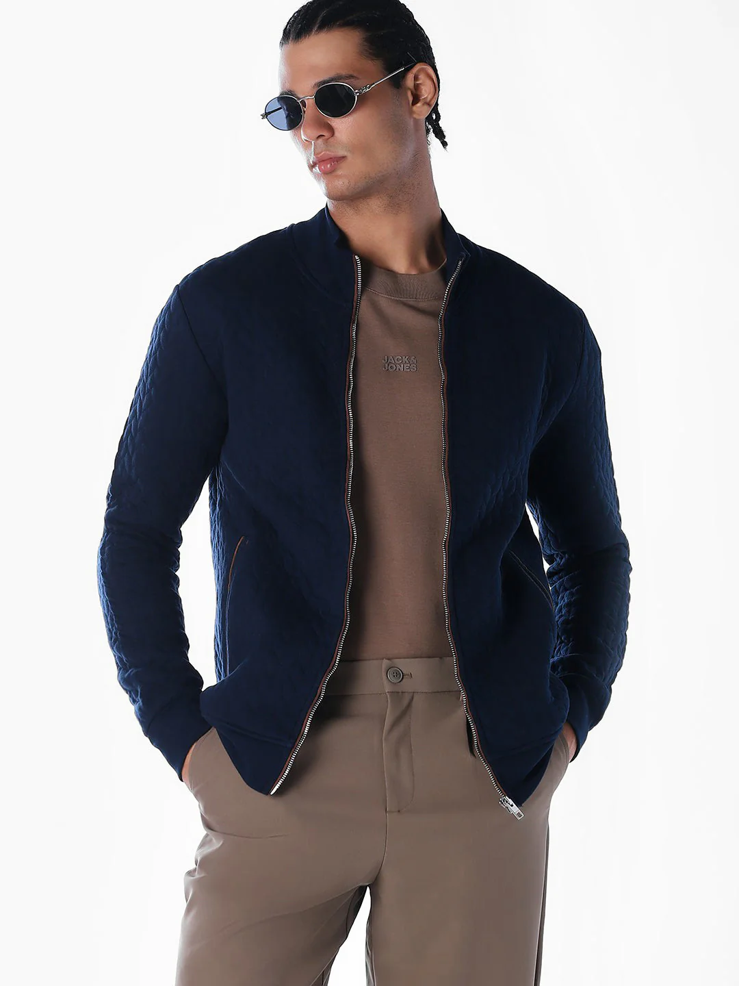Navy Front Open Sweatshirt