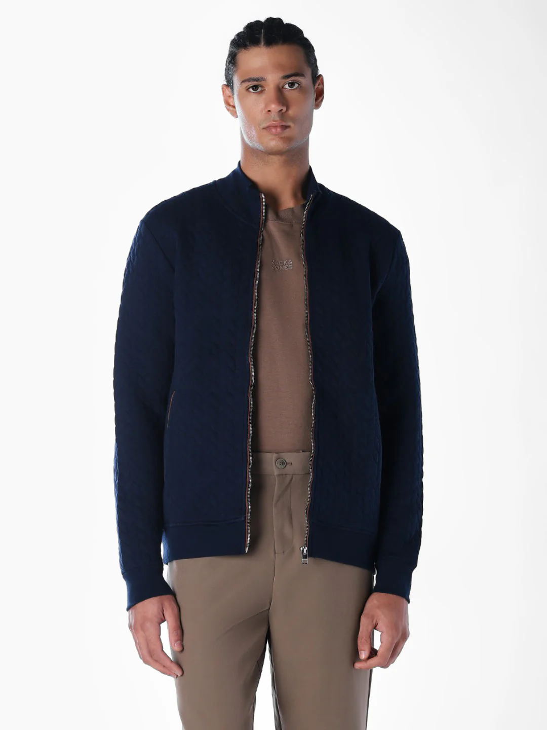 Navy Front Open Sweatshirt - Image 2