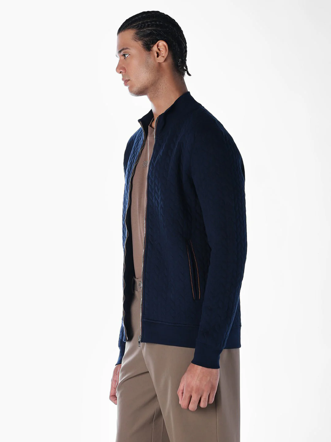 Navy Front Open Sweatshirt - Image 3