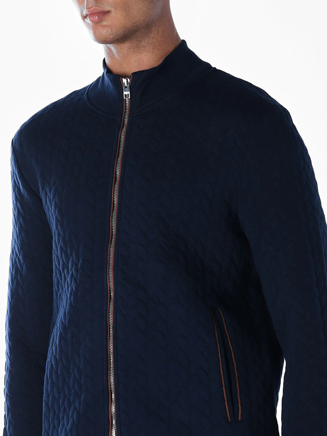 Navy Front Open Sweatshirt - Image 5