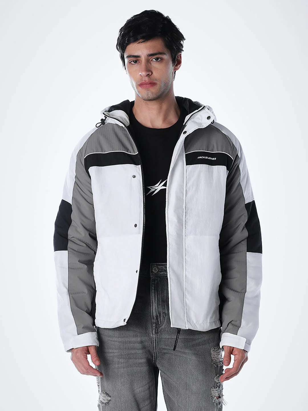 Colourblocked Nylon Hooded Jacket - Image 2