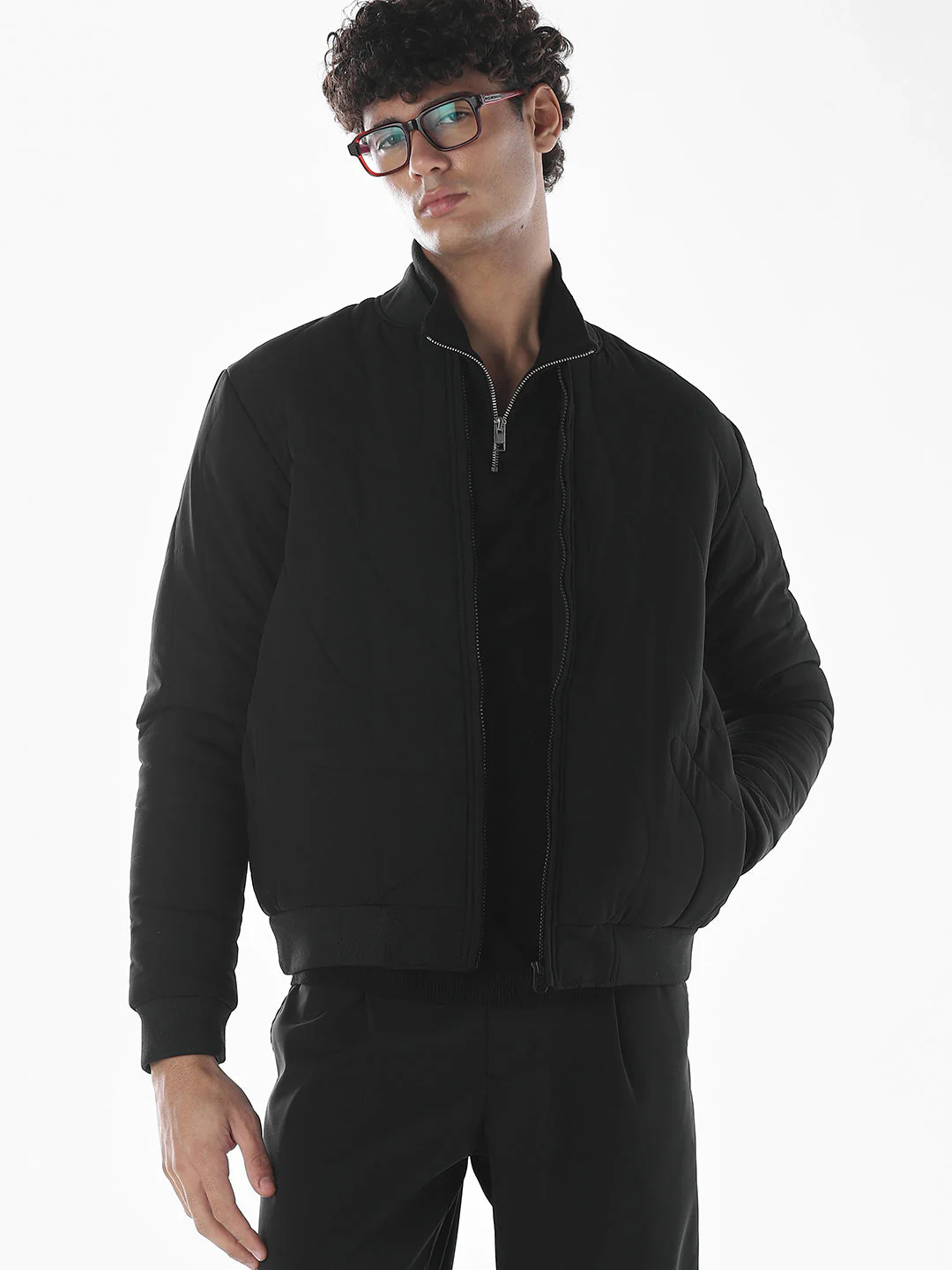 Mandarin Collar Zipped Jacket