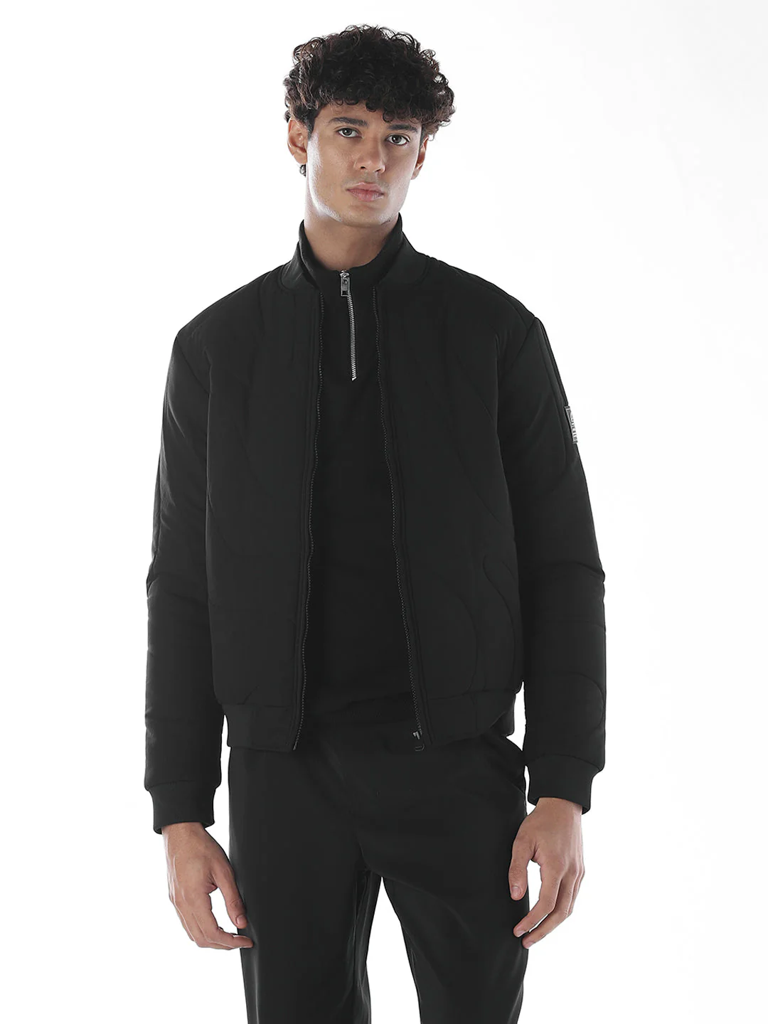 Mandarin Collar Zipped Jacket - Image 2