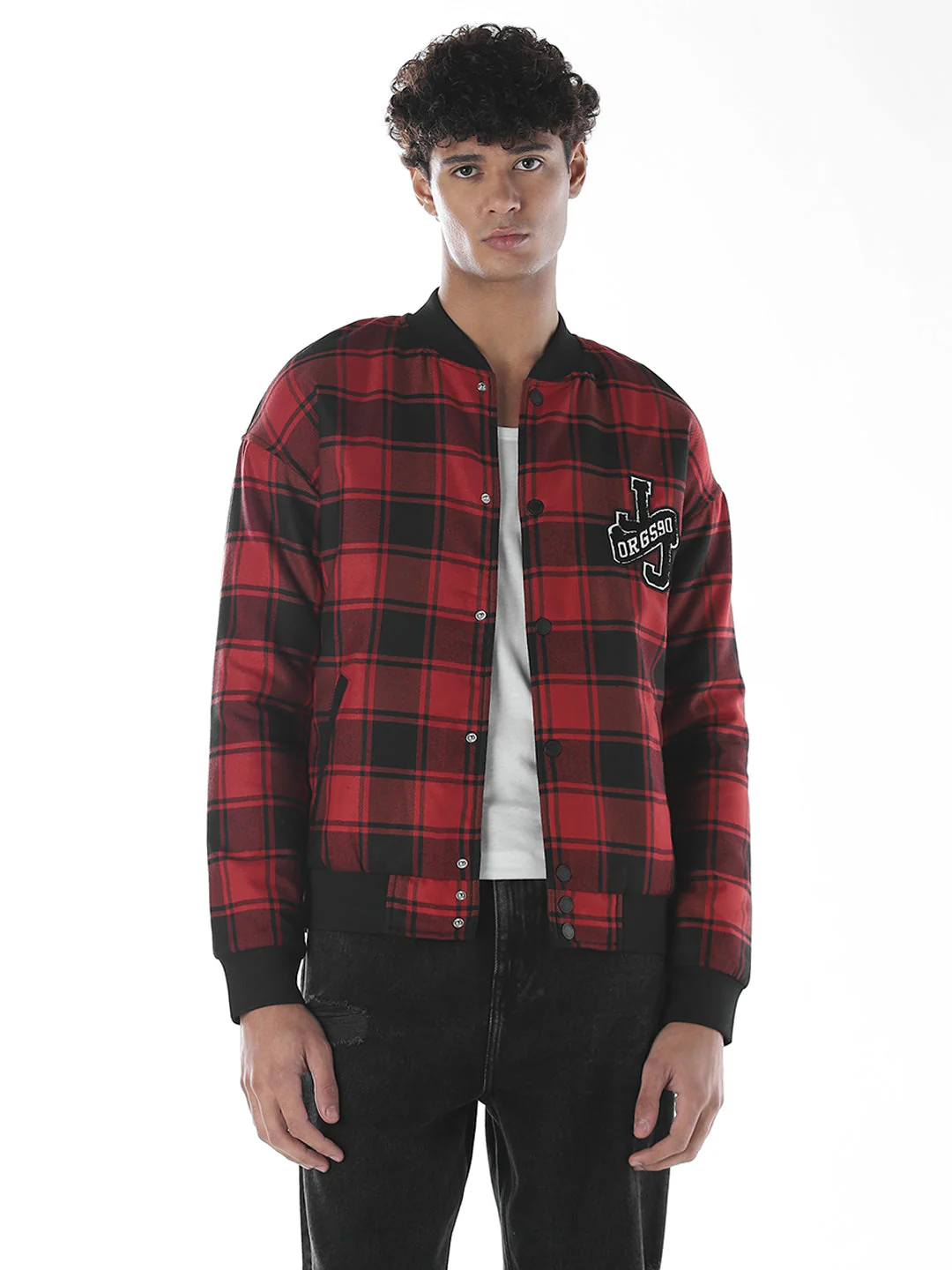 Red Check Bomber Jacket - Image 2