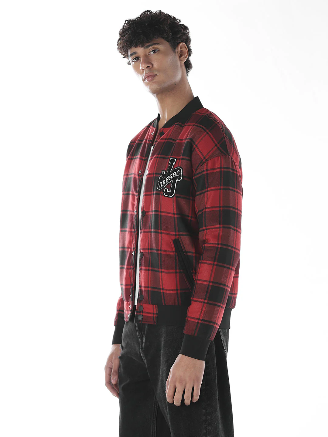 Red Check Bomber Jacket - Image 3