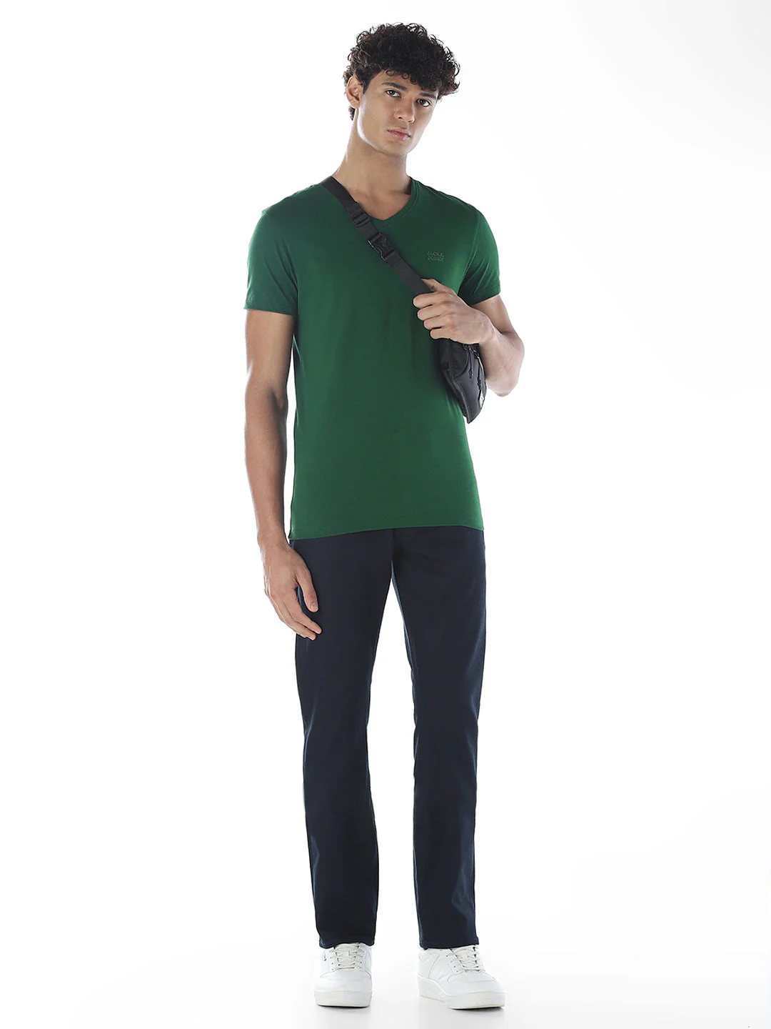 Cotton V-Neck T-shirt - Green - Image 6