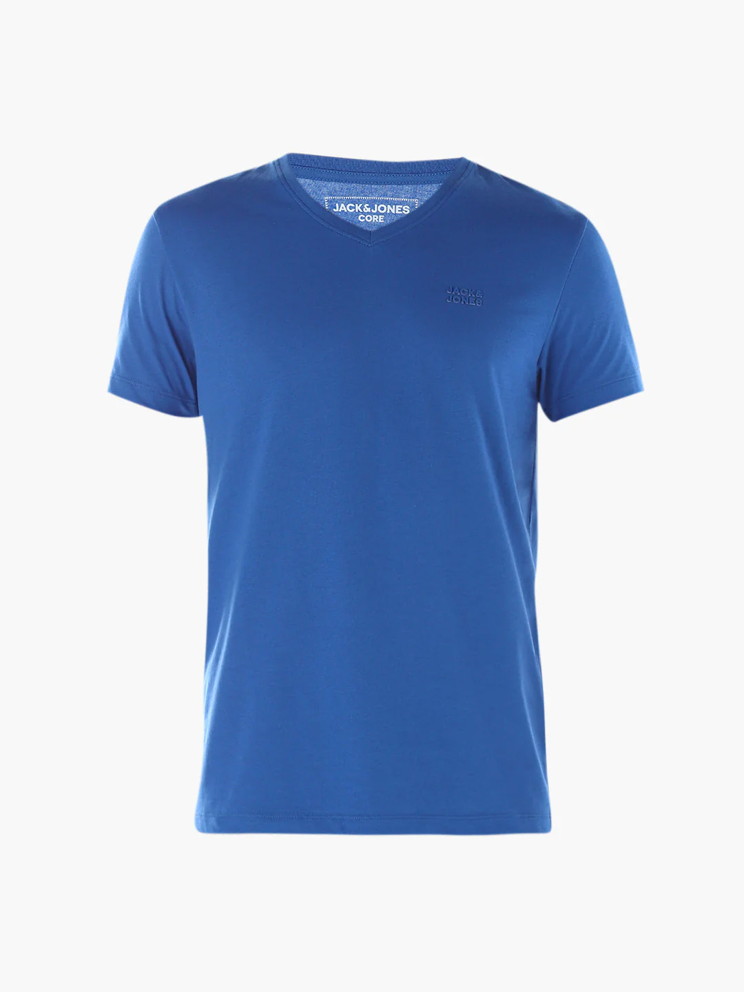 Cotton V-Neck T-shirt - Blue - Image 7