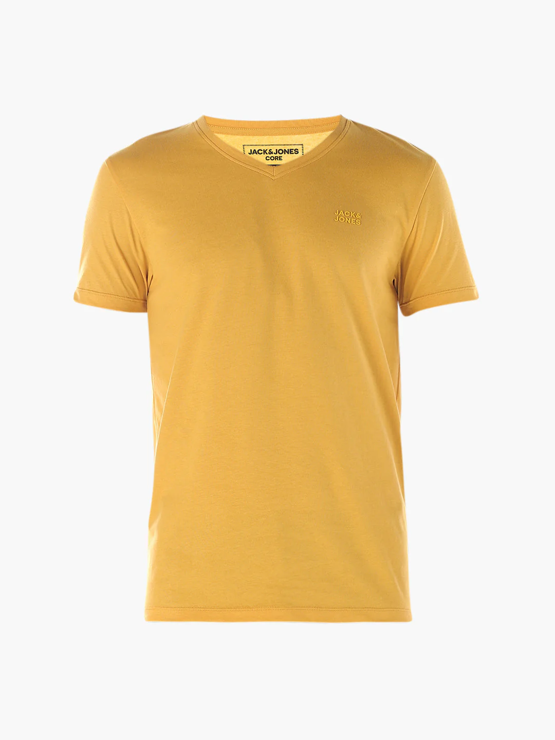 Cotton V-Neck T-shirt - Yellow - Image 7
