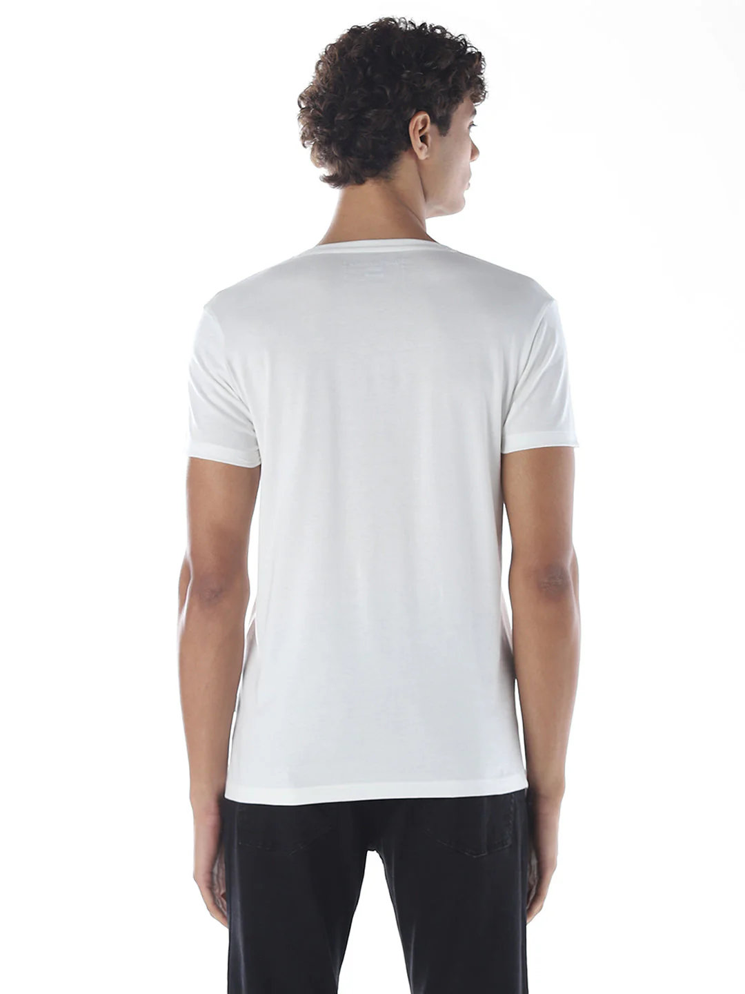 Cotton V-Neck T-shirt - White - Image 4