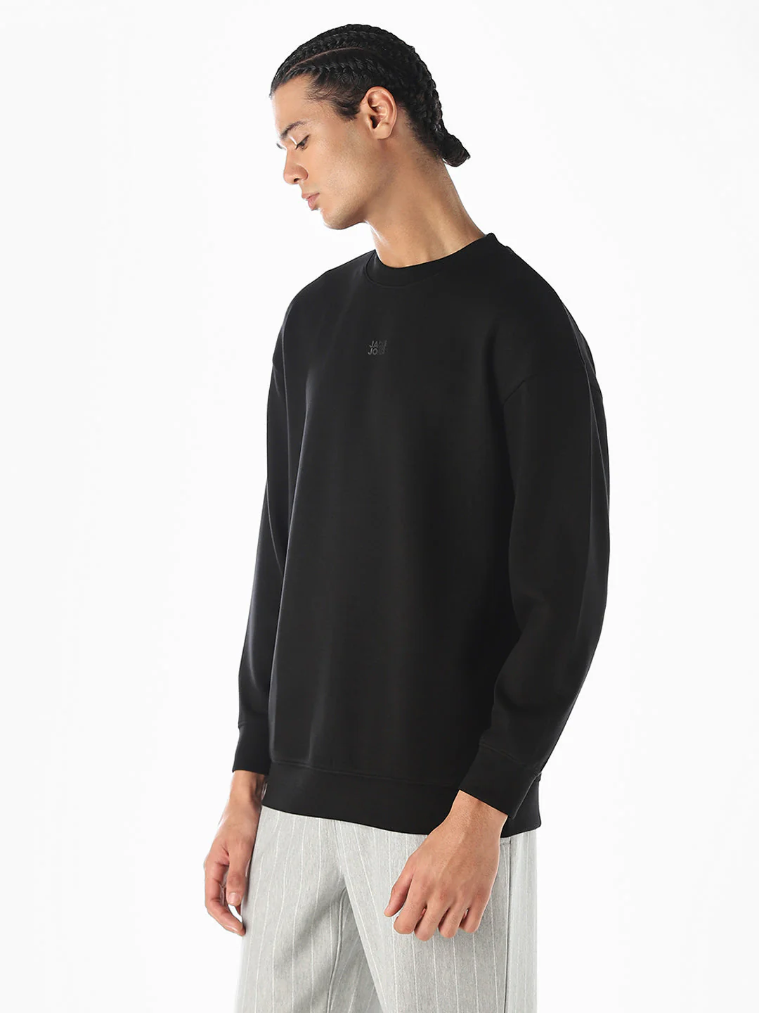 Logo Print Oversized Sweatshirt- Black - Image 3