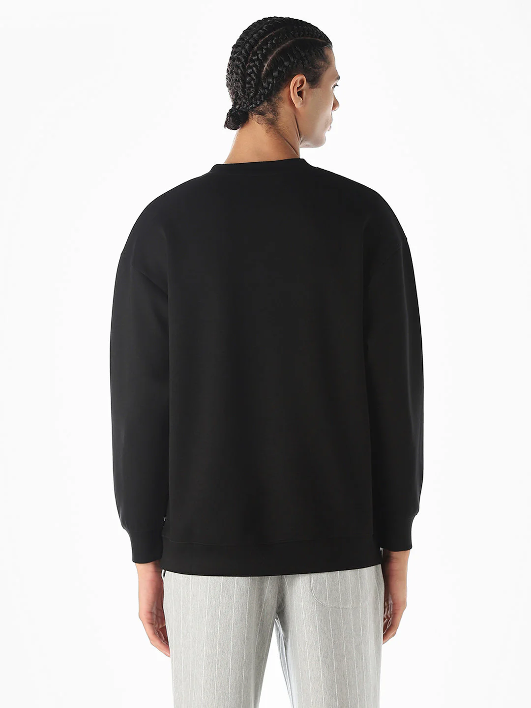Logo Print Oversized Sweatshirt- Black - Image 4
