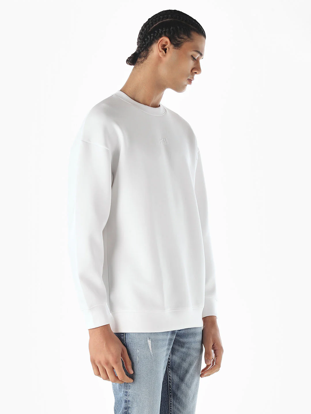 Logo Print Oversized Sweatshirt - White - Image 3